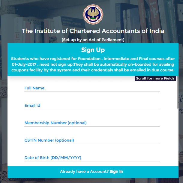 ICAI Signed Up For New Account
