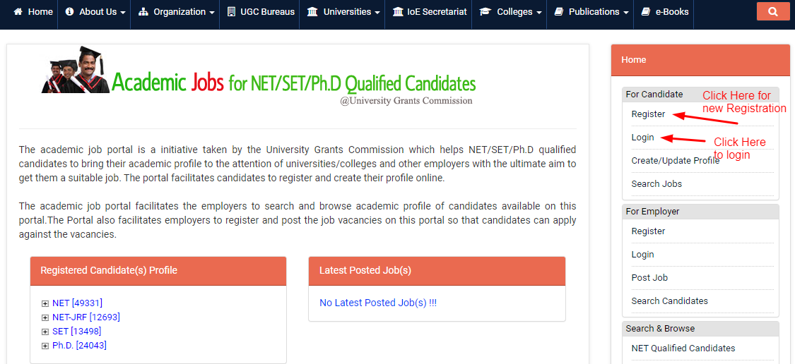 UGC Academic Job Portal login & Registration