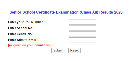 CBSE 12th result in official website